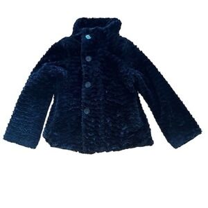 Patagonia Girls Large 12 Black Fuzzy Pelage Jacket High Collar Button Front Cozy